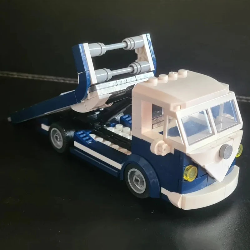 Bricklink Technical Car 10220 VW T1 Trailer Fit Mini Scale Tow Truck 6 Studs Wide Vehicles Sets Building Blocks Kid Toys Gift