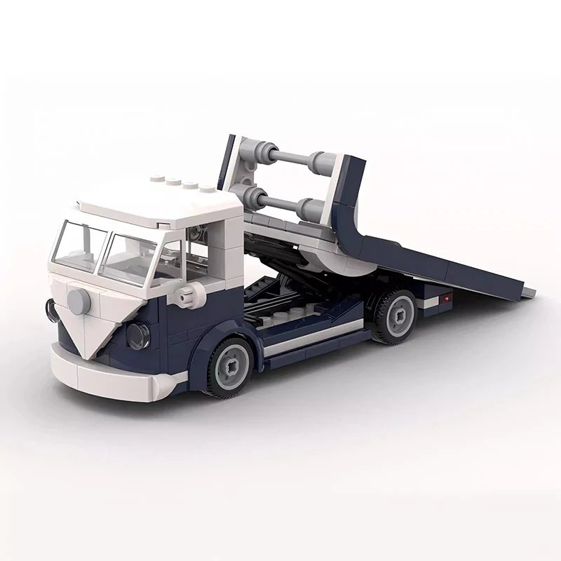 Bricklink Technical Car 10220 VW T1 Trailer Fit Mini Scale Tow Truck 6 Studs Wide Vehicles Sets Building Blocks Kid Toys Gift
